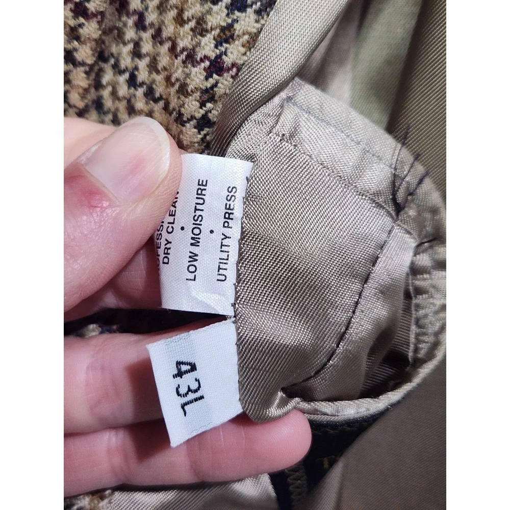 Vtg Tommy Hilfiger Brown Wool Blazer Jacket 43L‎ 3-Button USA 90s Houndstooth